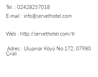 Servet Hotel iletiim bilgileri